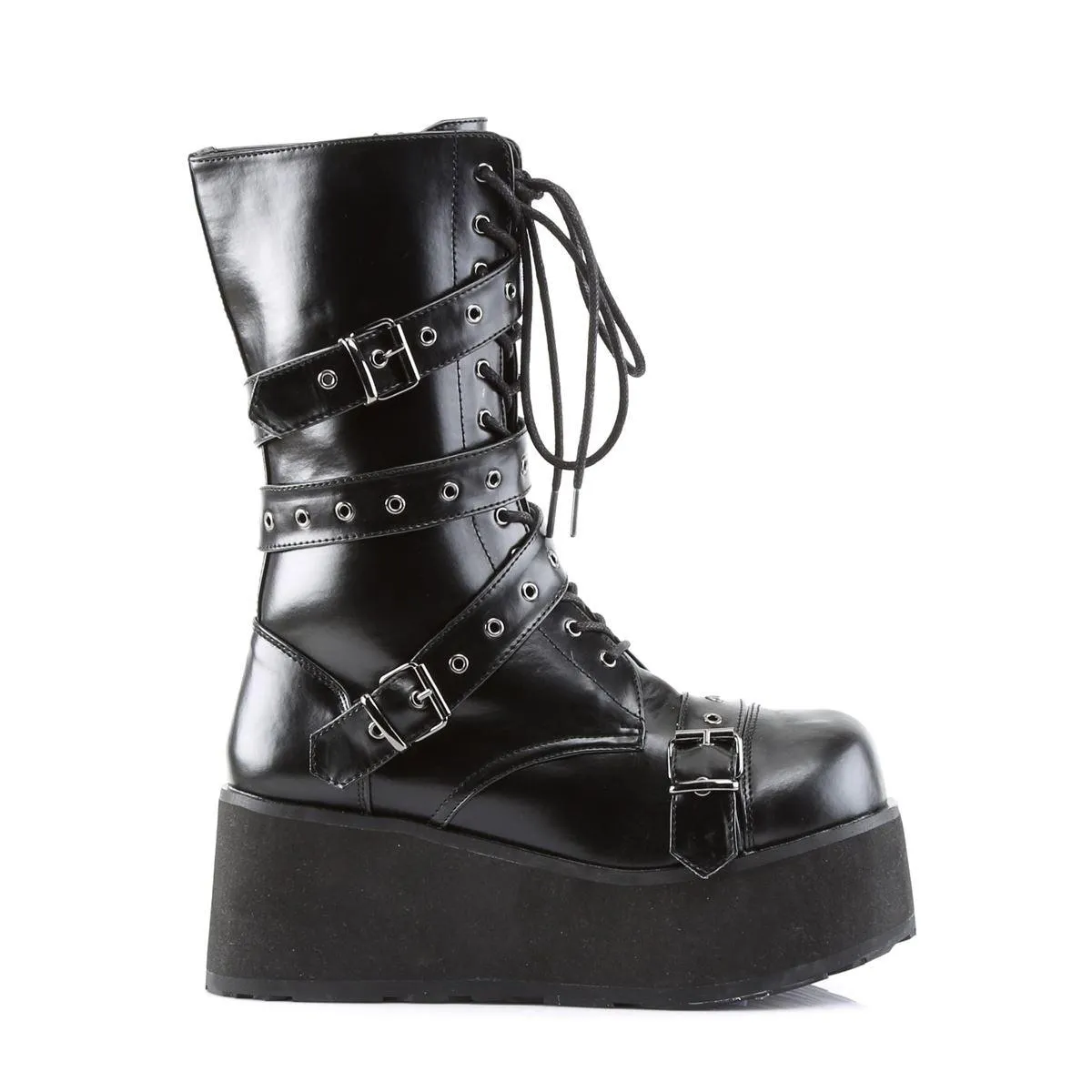 Goth Emo Demonia Trashville 205 Stivaletti Unisex in Pelle PU con Plateau