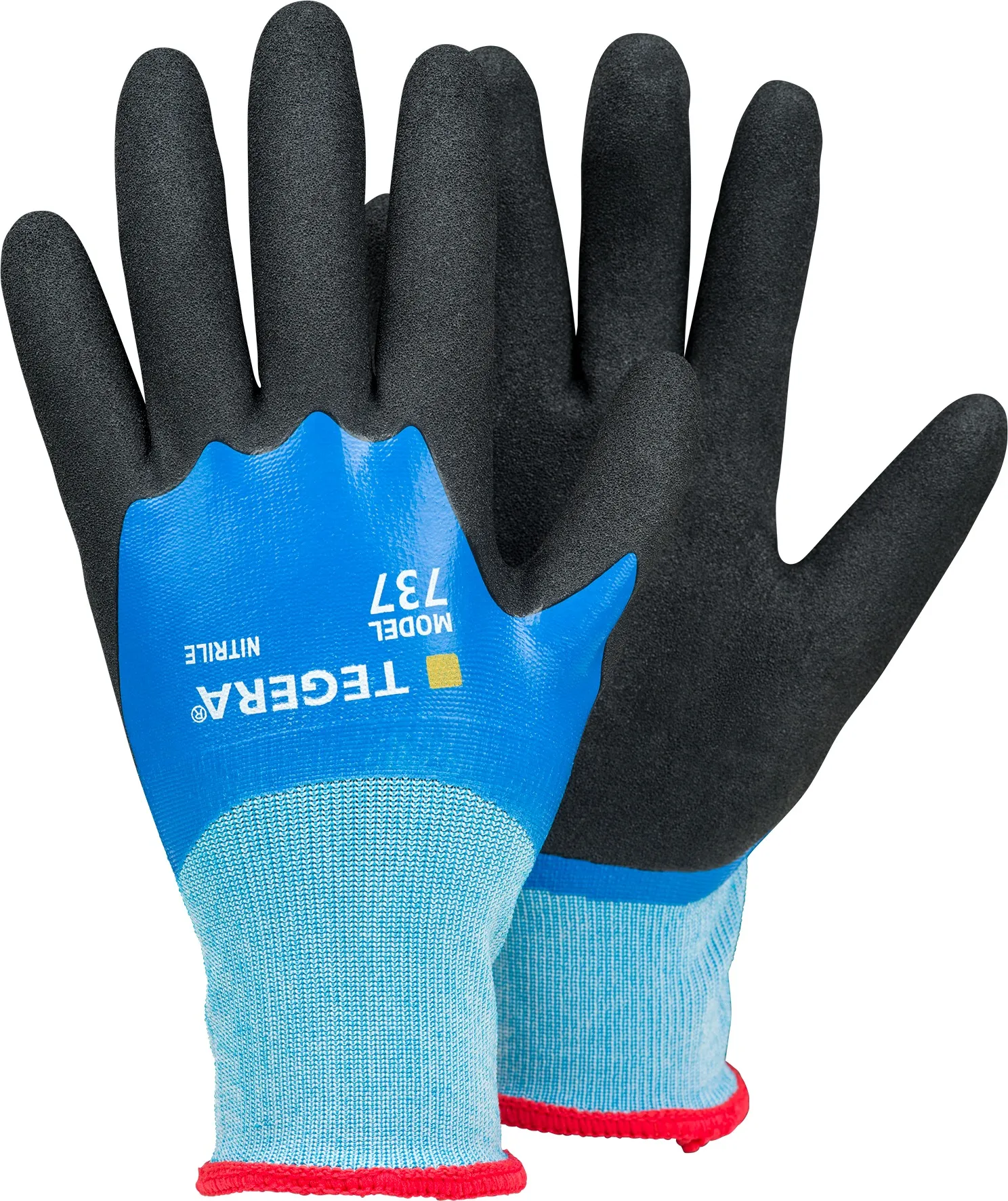Guanti da lavoro Tegera 737, in Nylon, col. Nero, Blu