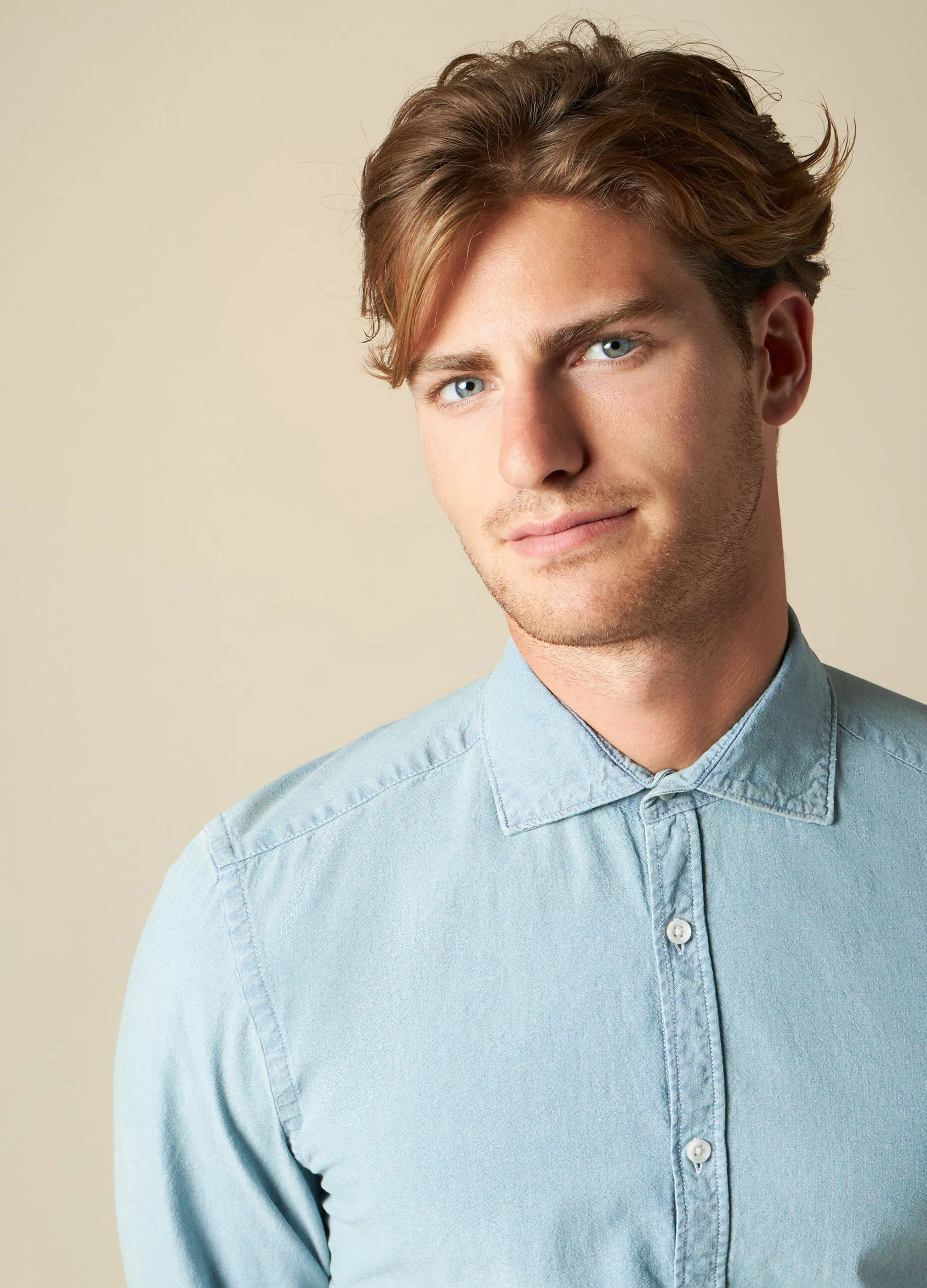 J. HART & BROS  Camicia in denim di puro cotone uomo