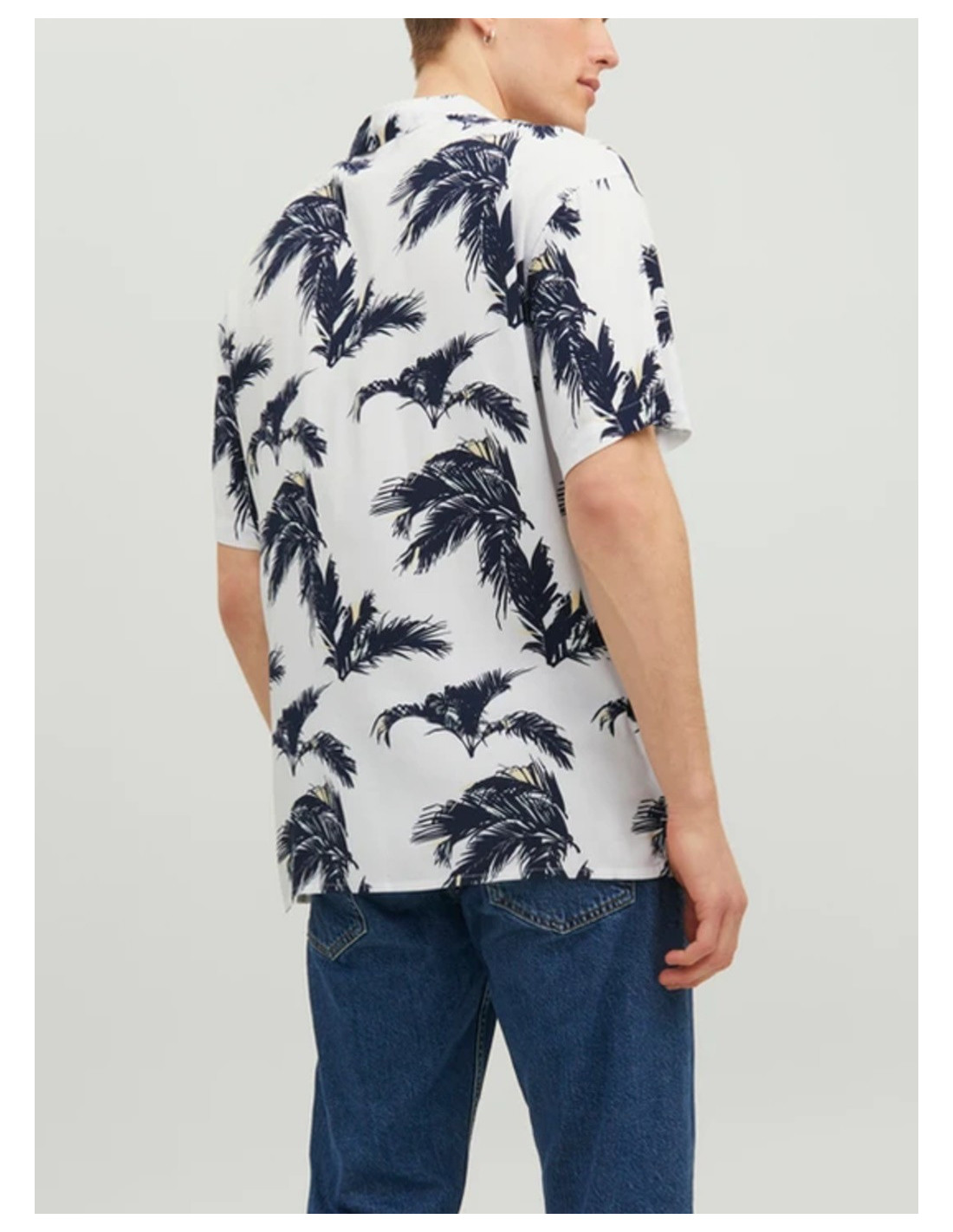 JACK & JONES UOMO JORLUKE PALMA AOP RESORT SHIRT S