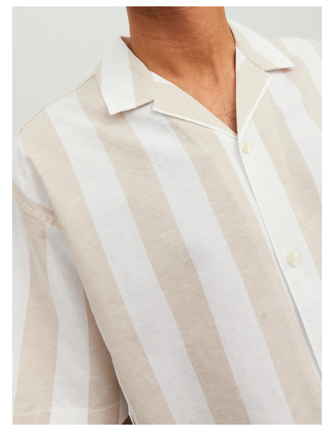 JACK & JONES UOMO JPRSUMMER LINEN STRIPE SHIRT S/S
