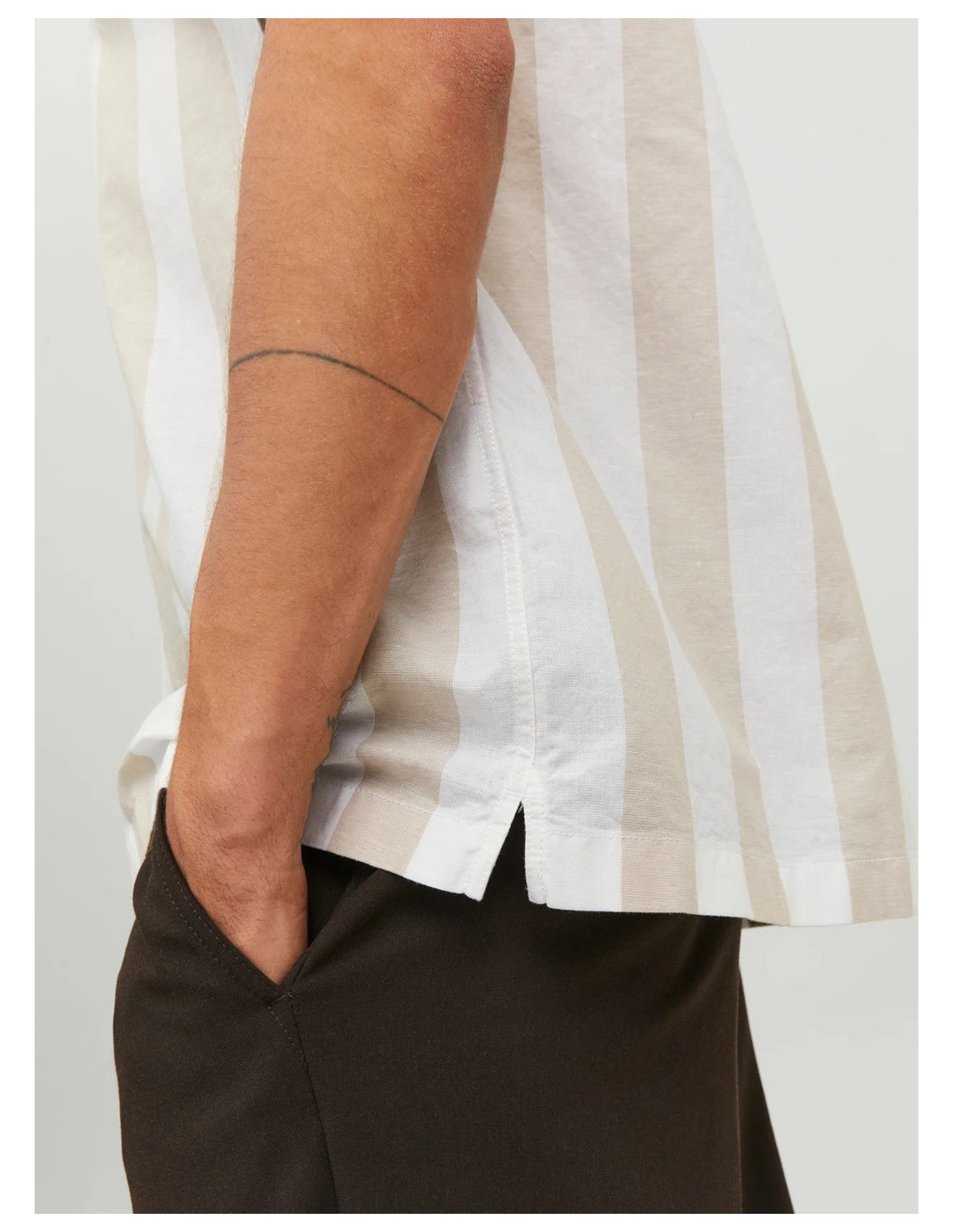 JACK & JONES UOMO JPRSUMMER LINEN STRIPE SHIRT S/S