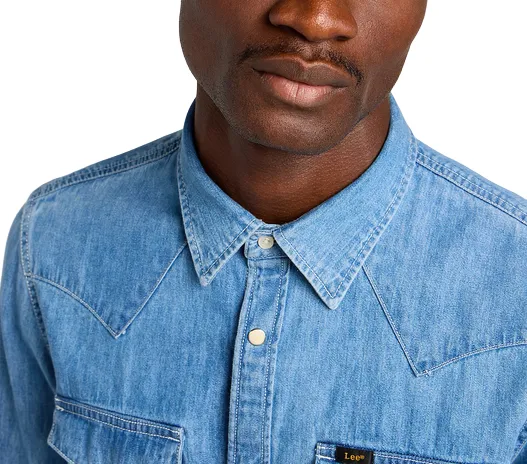 Lee long sleeve Western denim shirt 112349983 medium blue