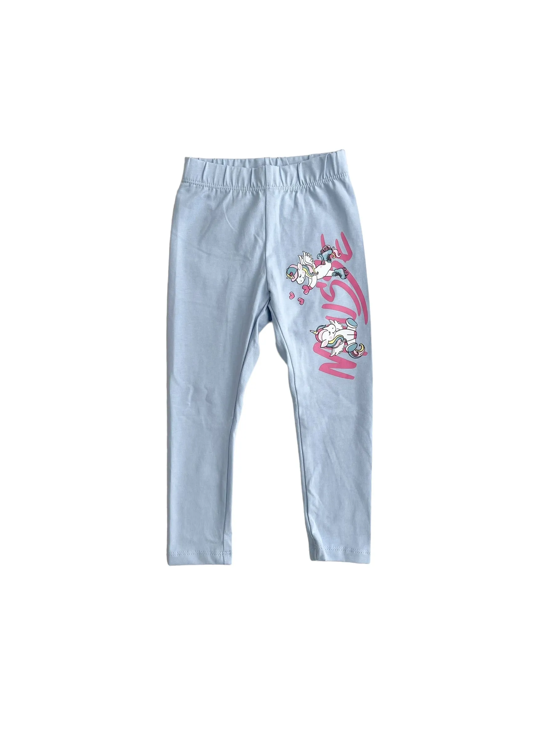 Leggings azzurro con stampa per neonata e bambina