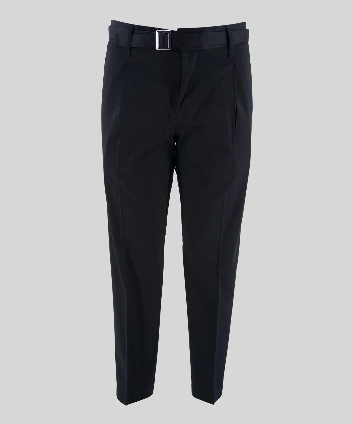 Linen Blend Drawstring Trousers / Black