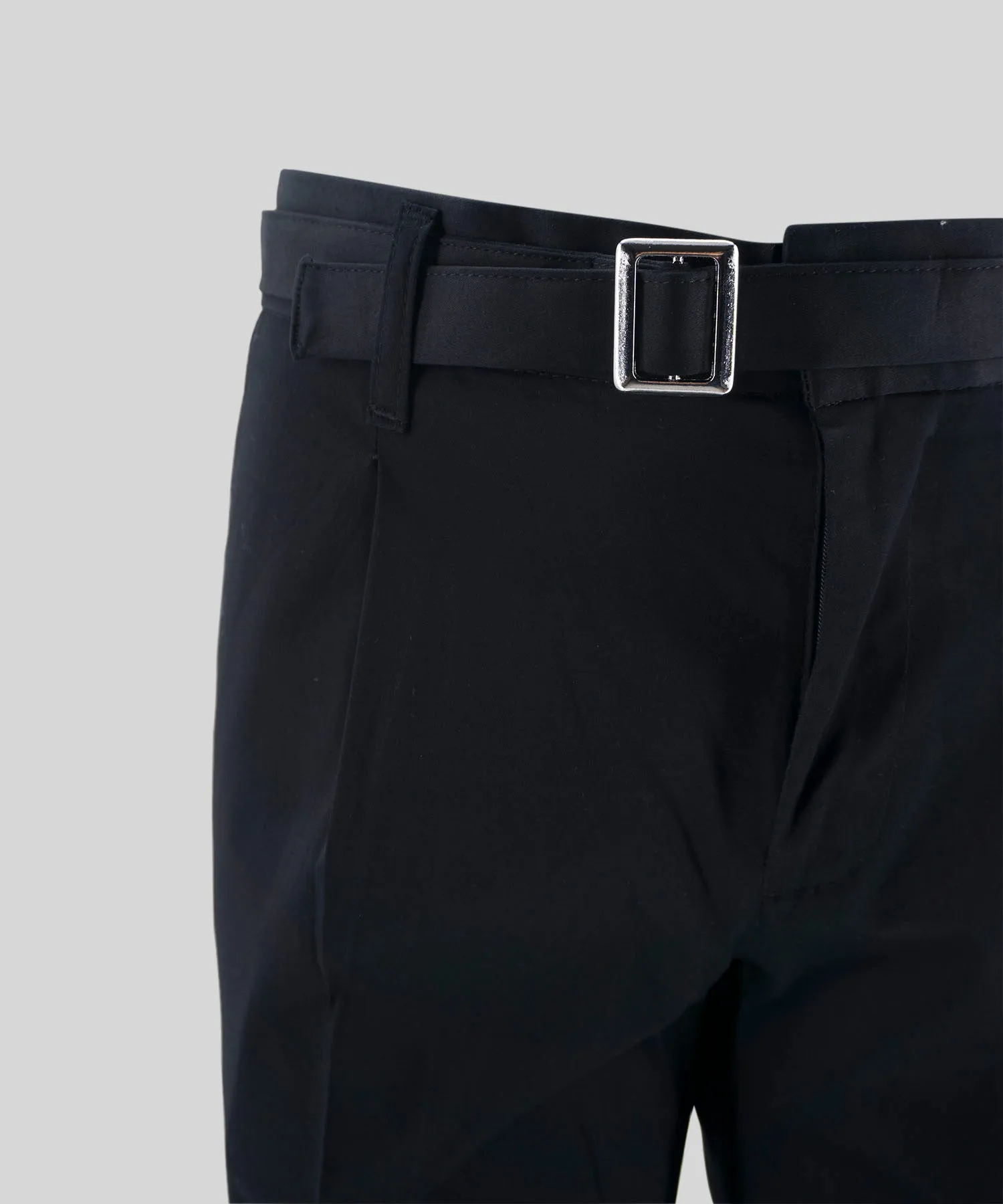 Linen Blend Drawstring Trousers / Black
