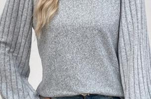 Maglia con maniche a costine, colore grigio
