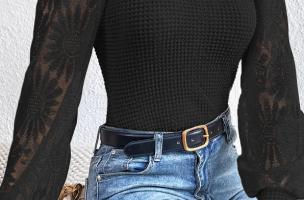 Maglia con ricami, nera