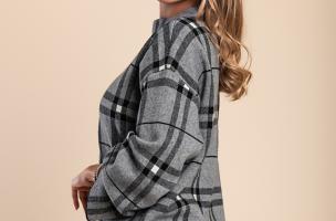 Maglia con stampa a quadri, grigia