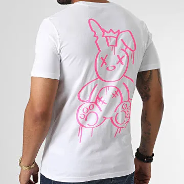 Maglietta bianca rosa fluo Rabbit King