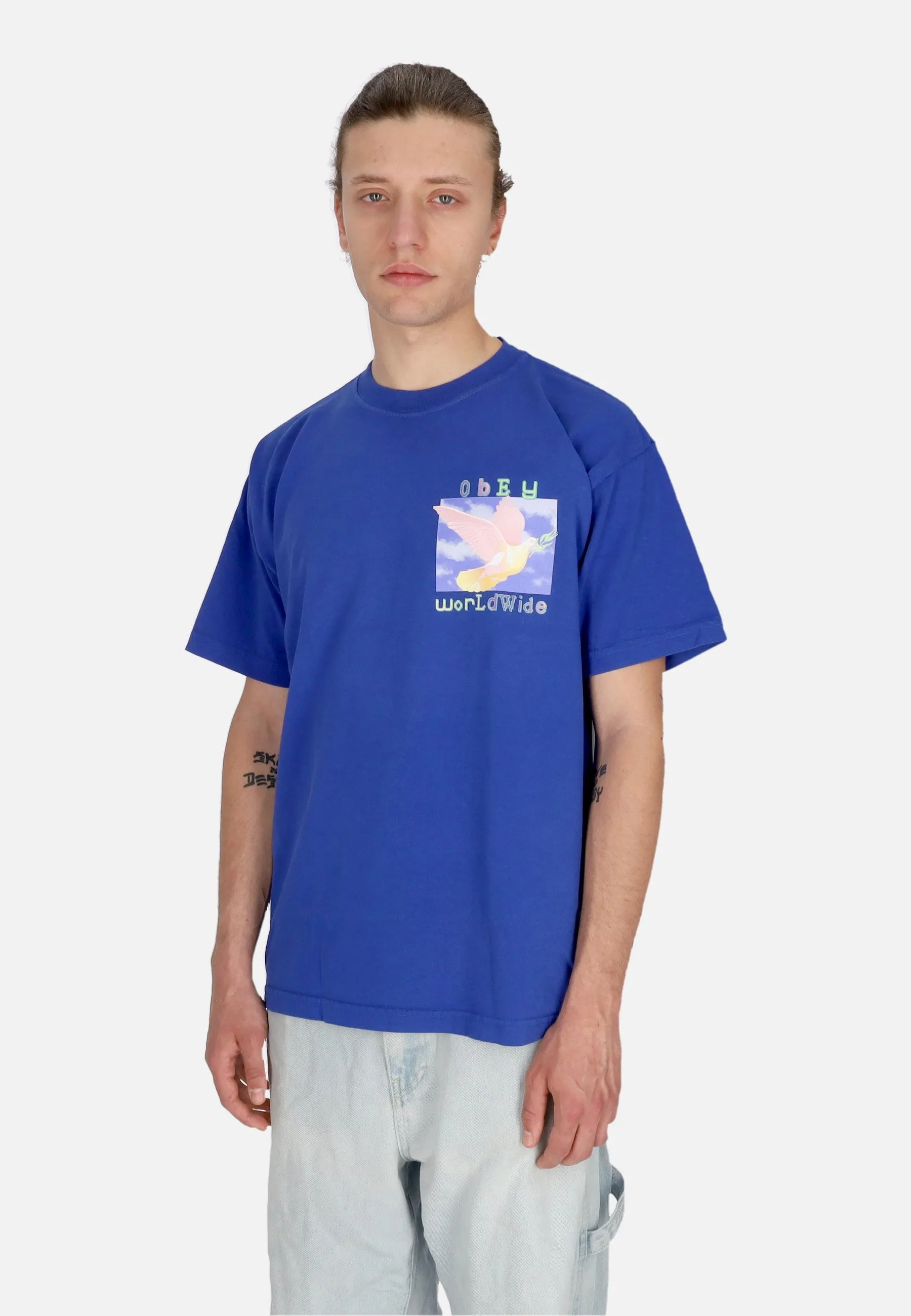 Maglietta Uomo Dove Of Peace Heavy Weight Classic Tee Surf Blue