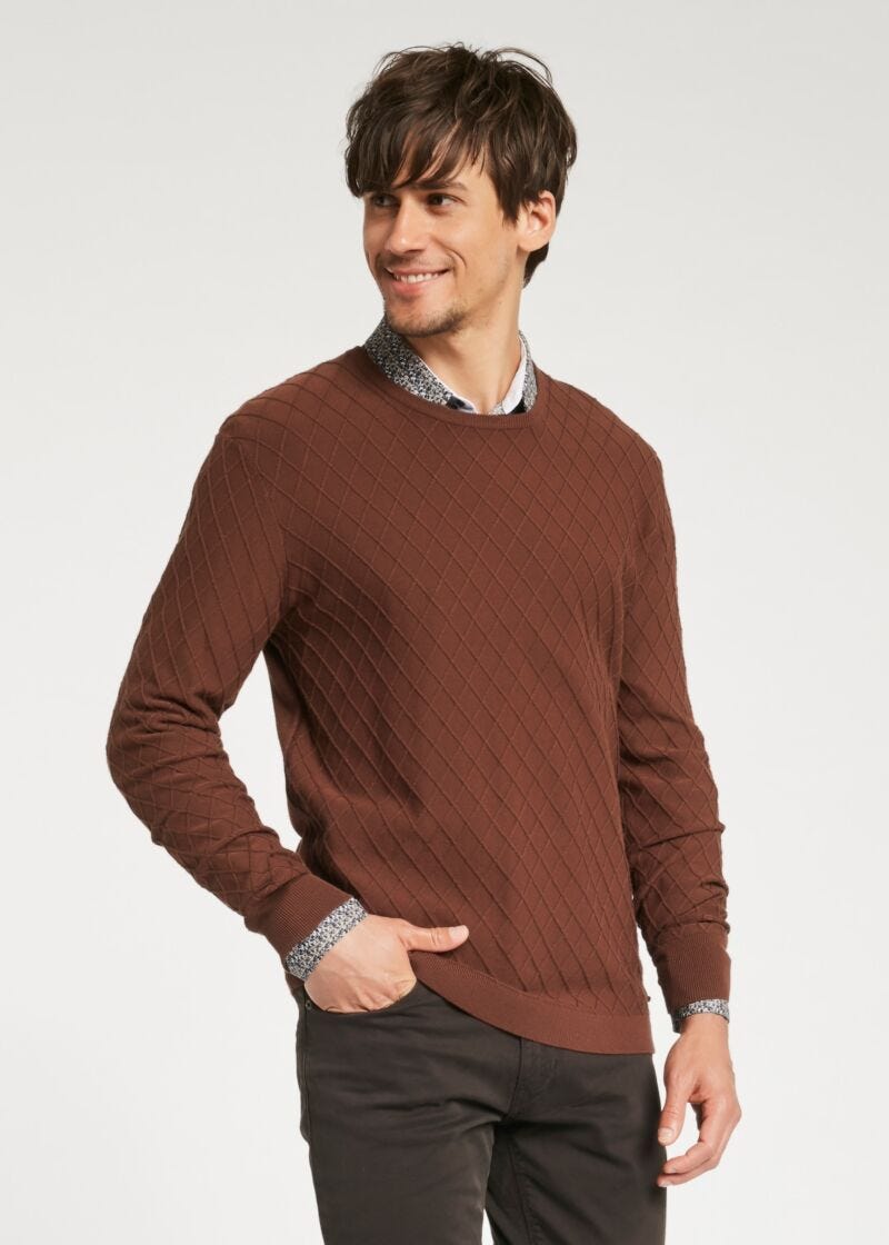 Maglione con lavorazione a rombi