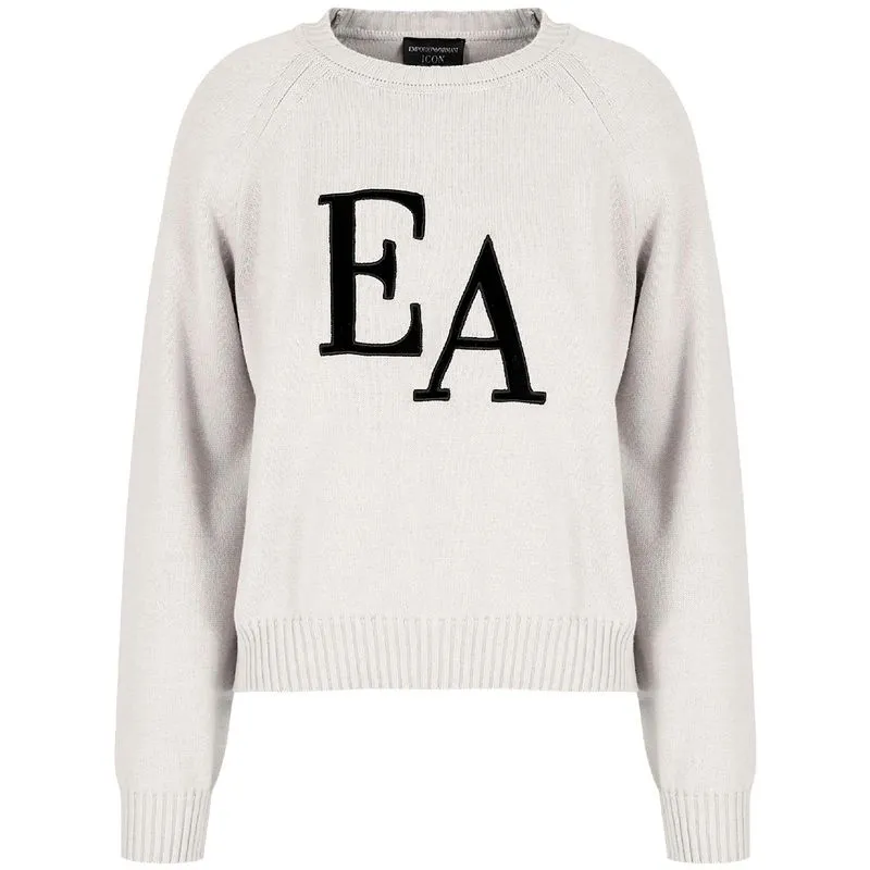 Maglione con maxi logo EA in velluto 