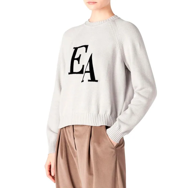 Maglione con maxi logo EA in velluto 