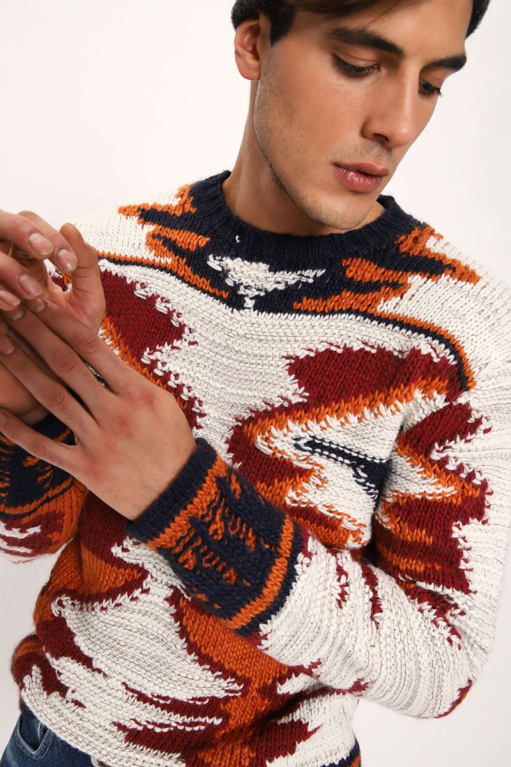 Maglione girocollo con fantasia astratta