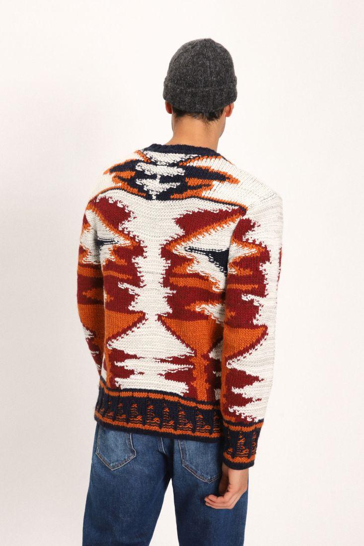 Maglione girocollo con fantasia astratta