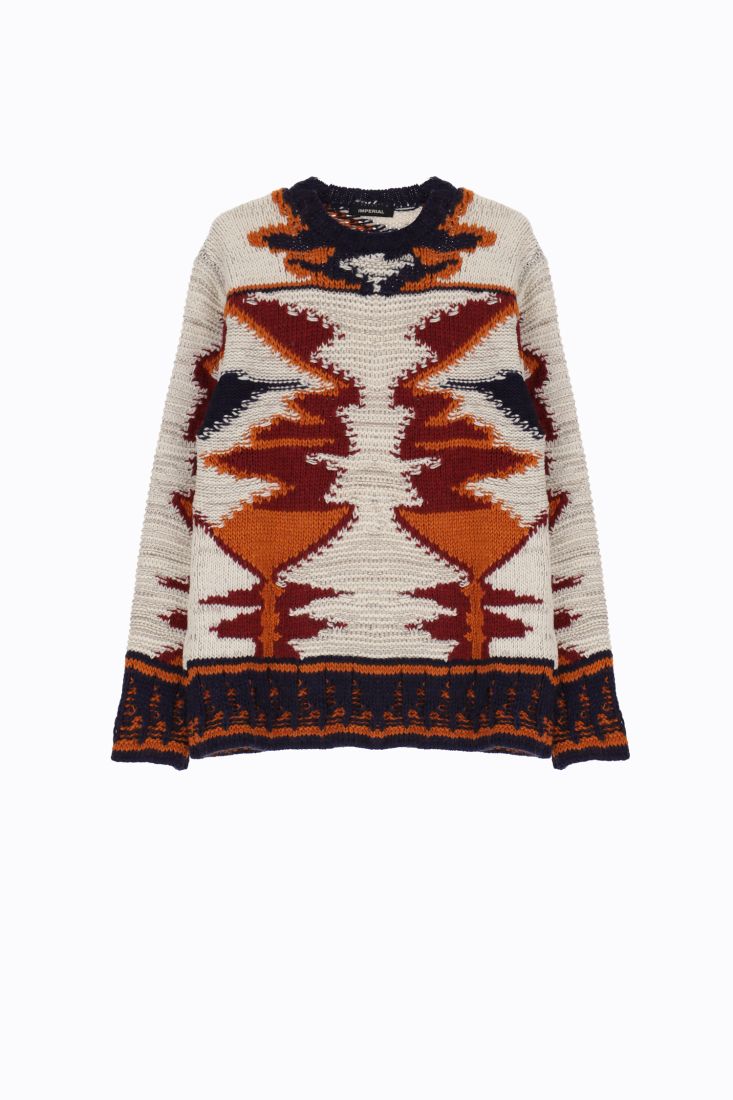 Maglione girocollo con fantasia astratta