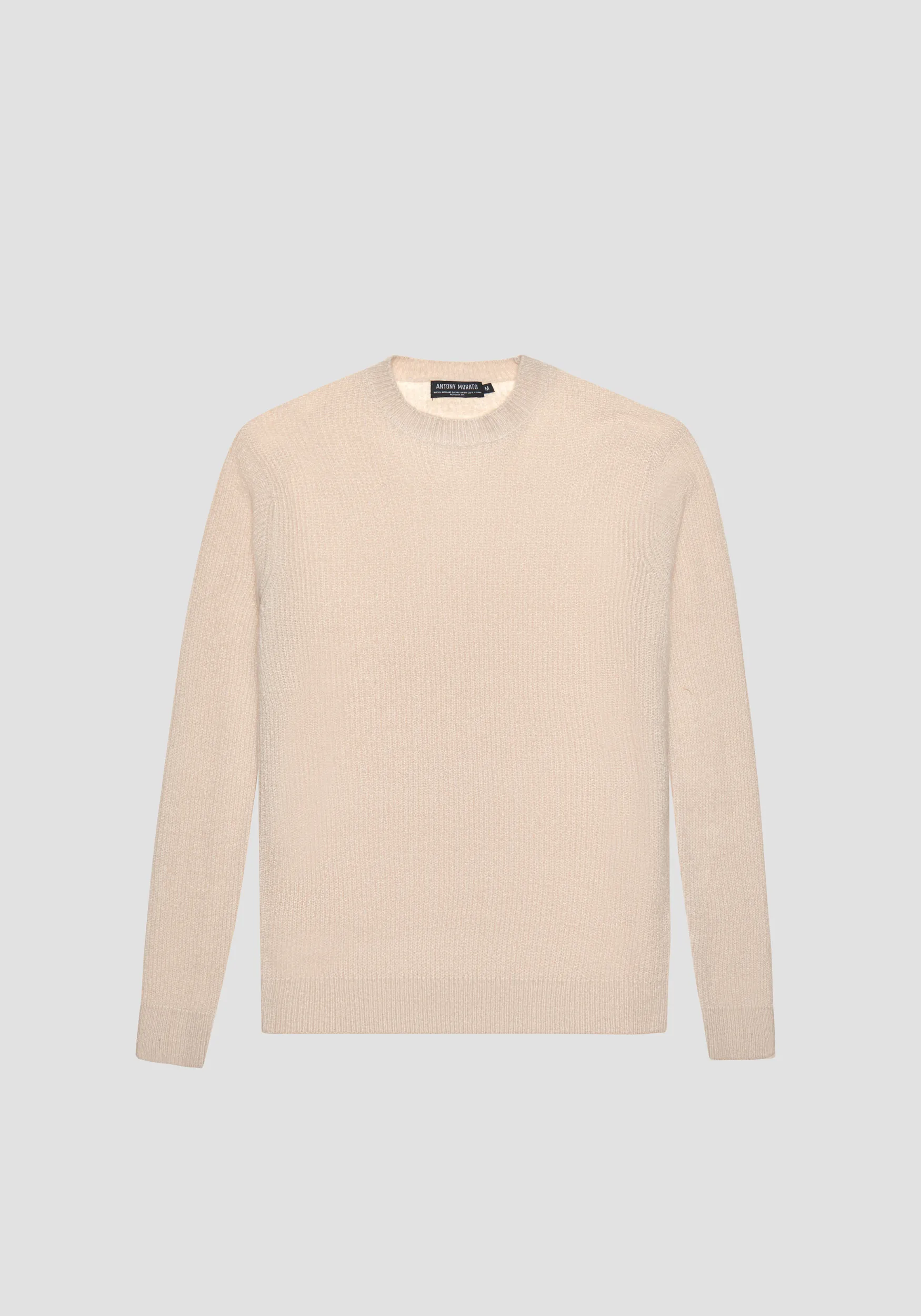 MAGLIONE REGULAR FIT IN MISTO LANA MOHAIR LAVORATO