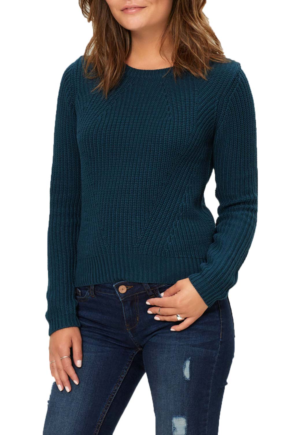 Maglione verde con trama media