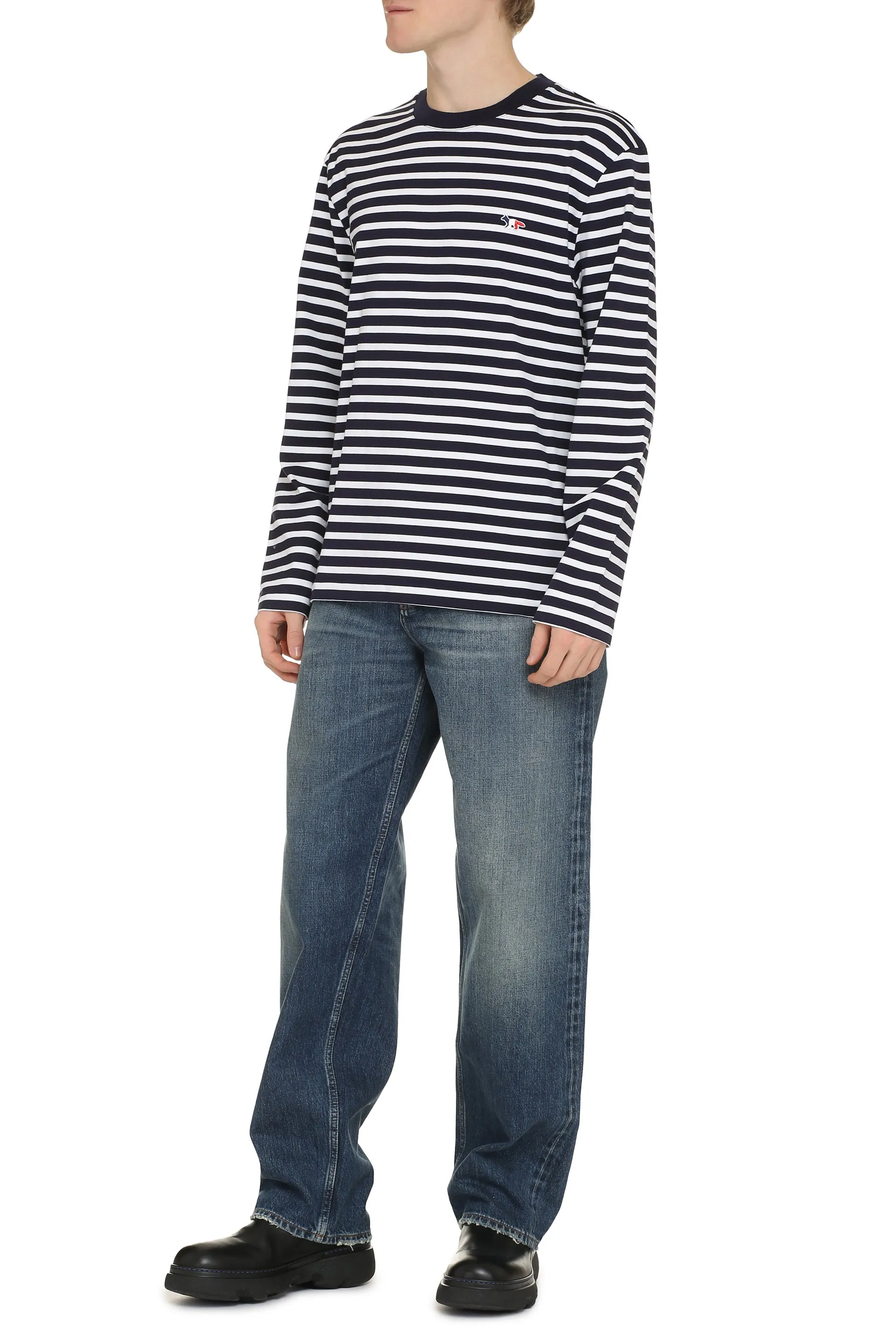 Maison Kitsuné T-shirt in cotone a righe