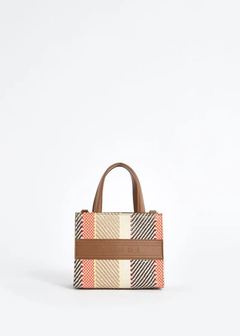 Mini shopping bag in rafia e similpelle