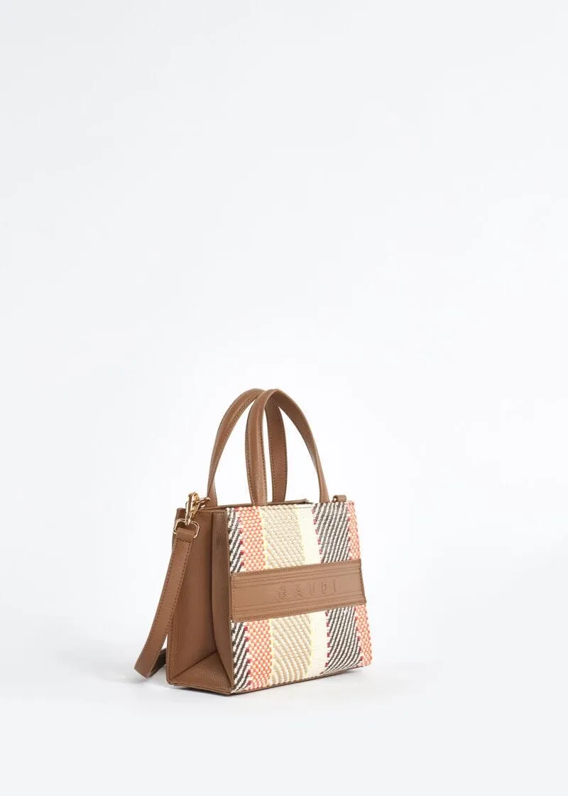 Mini shopping bag in rafia e similpelle