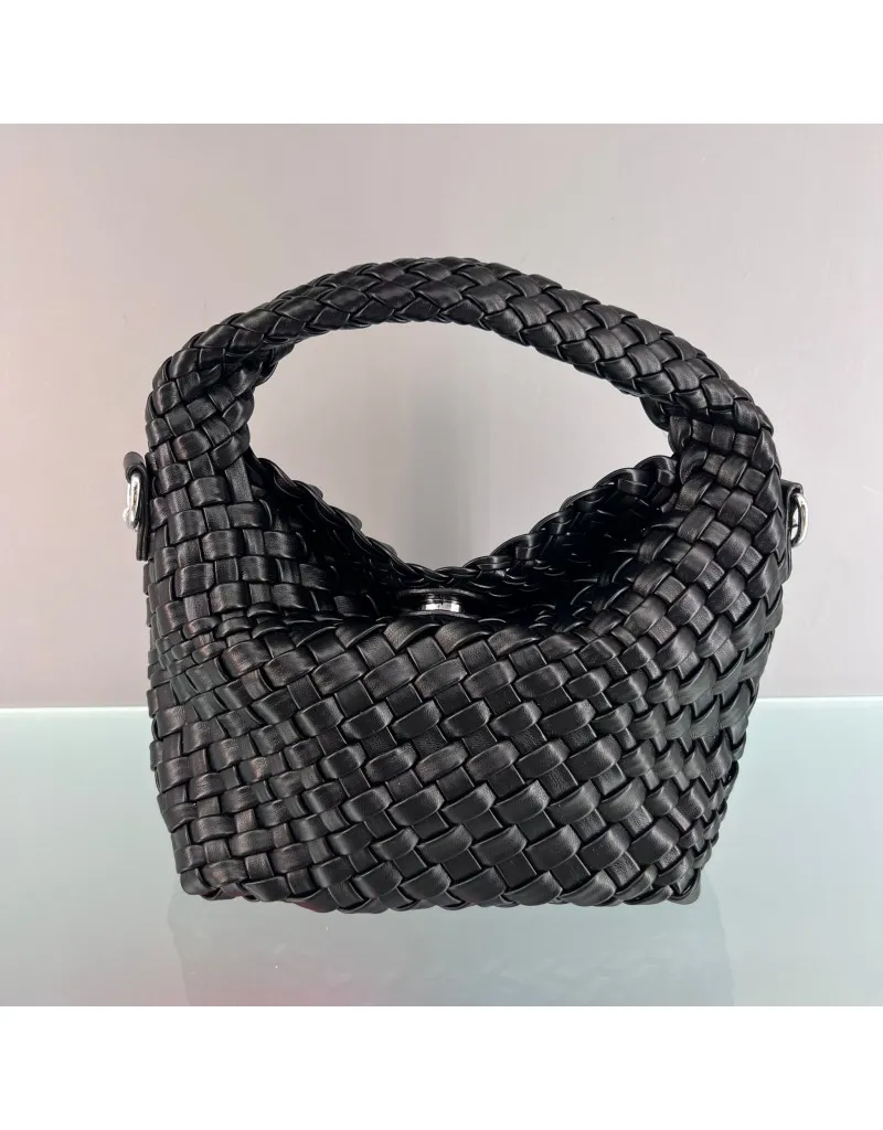 MINIBAG ECOPELLE INTRECCIATA NERA