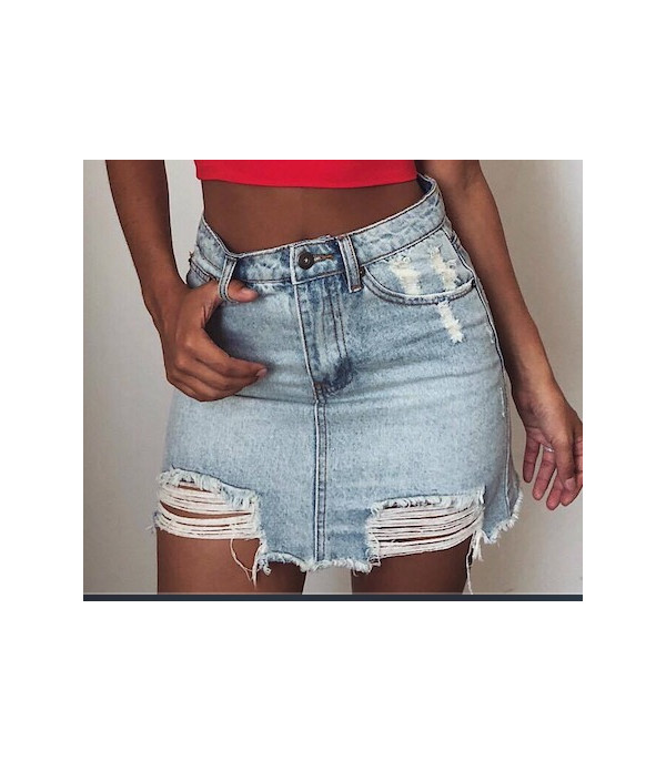 Minigonna denim strappi
