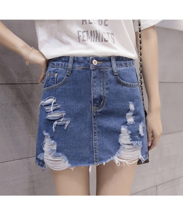 Minigonna denim strappi