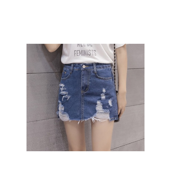 Minigonna denim strappi