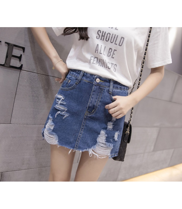 Minigonna denim strappi