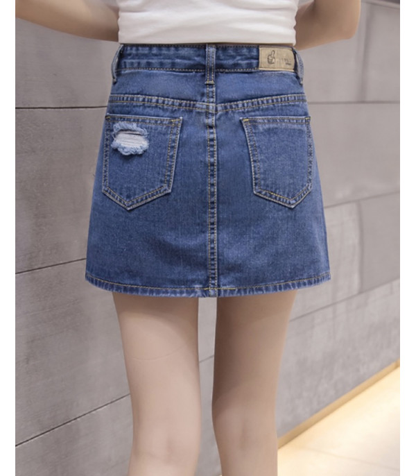 Minigonna denim strappi
