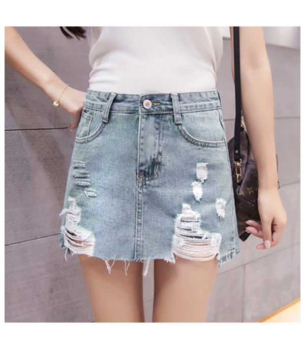 Minigonna denim strappi