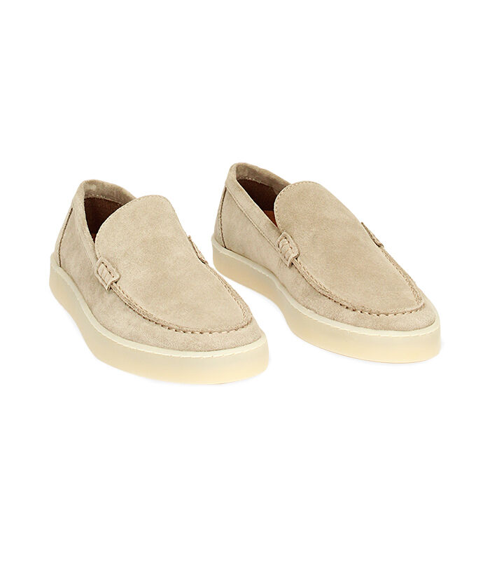Mocassini beige in camoscio