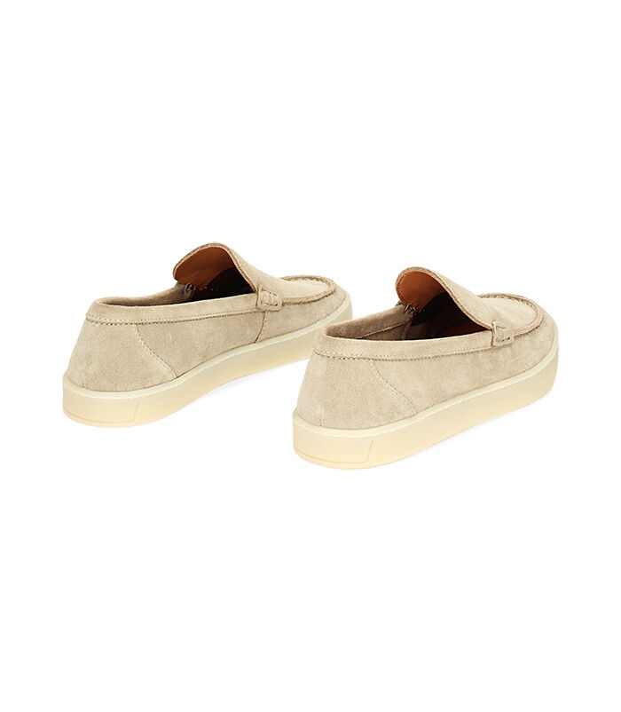 Mocassini beige in camoscio