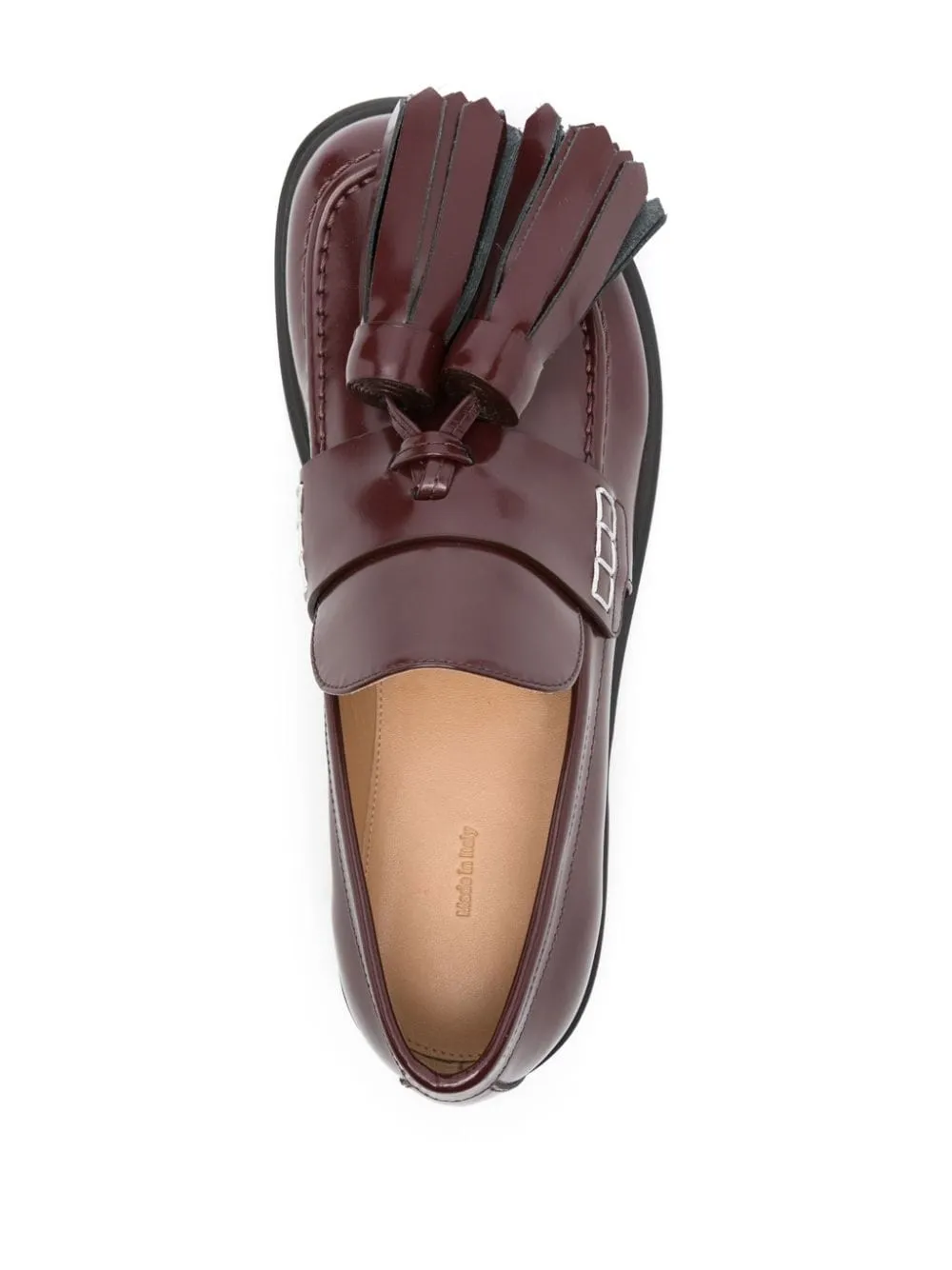 Mocassini con nappine in bordeaux di JW Anderson - donna
