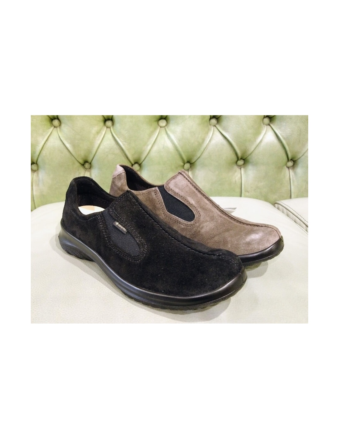 Mocassini grigi da donna con Goretex