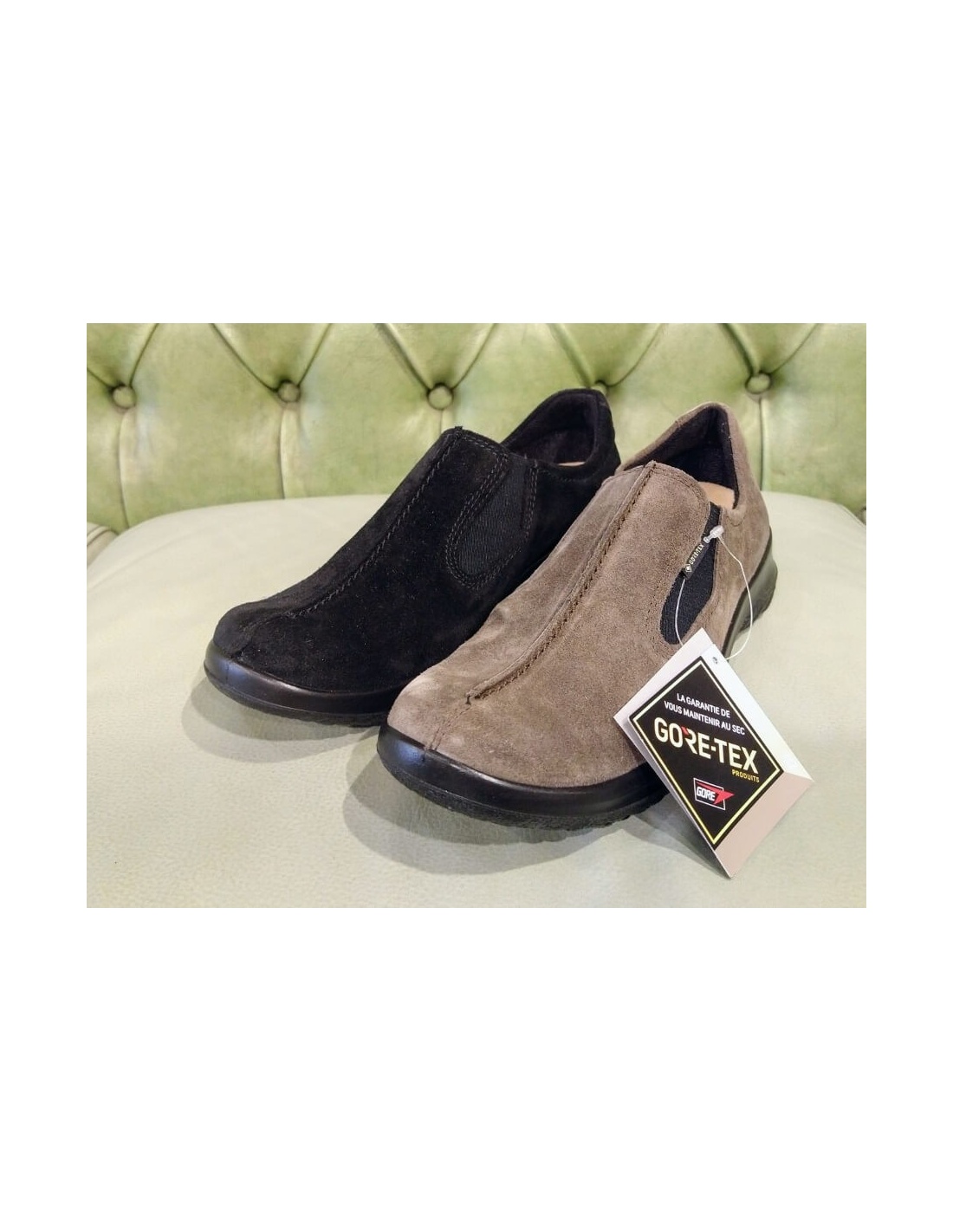 Mocassini grigi da donna con Goretex