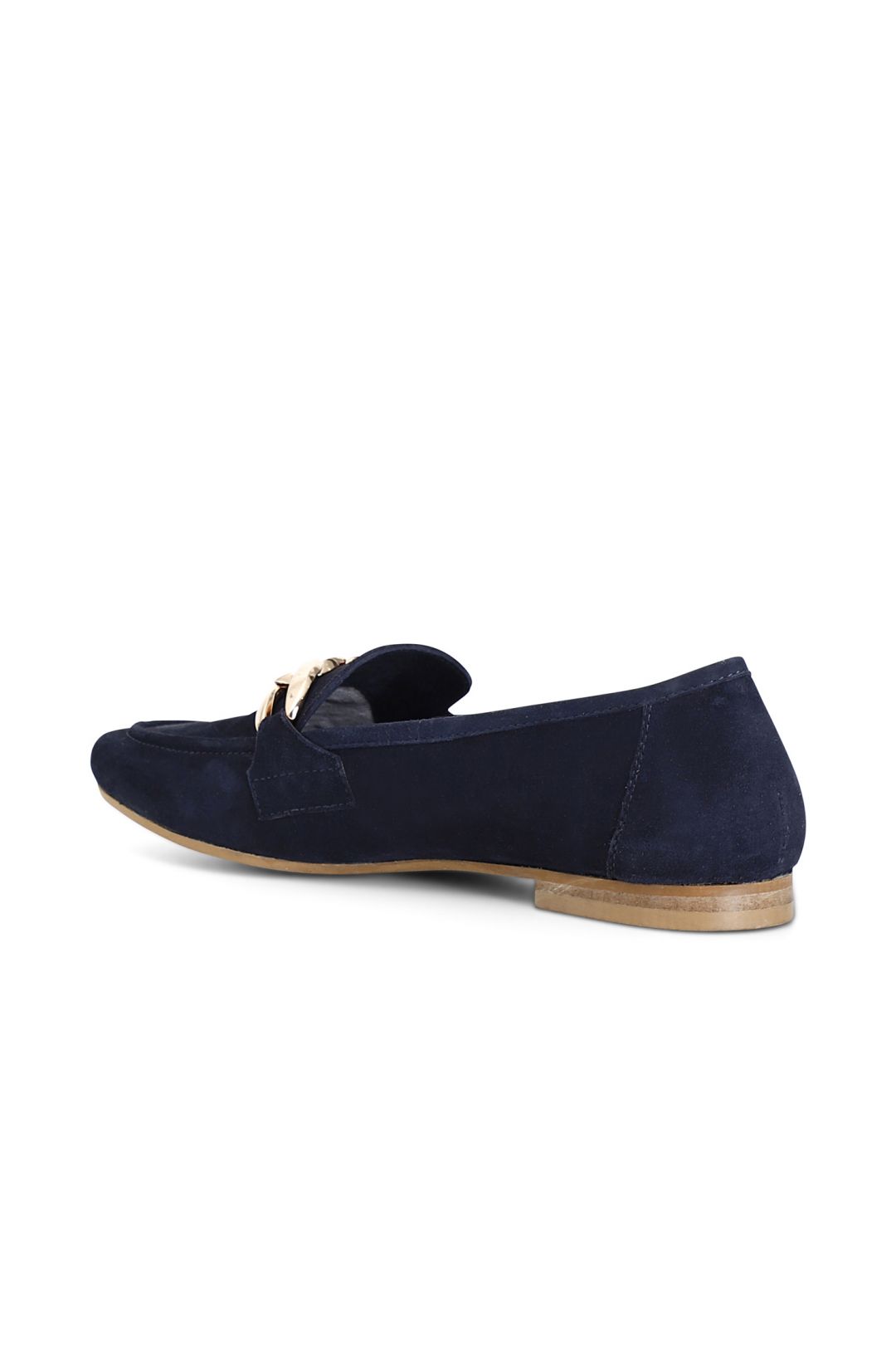 mocassini in pelle scamosciatacon catena blu notte