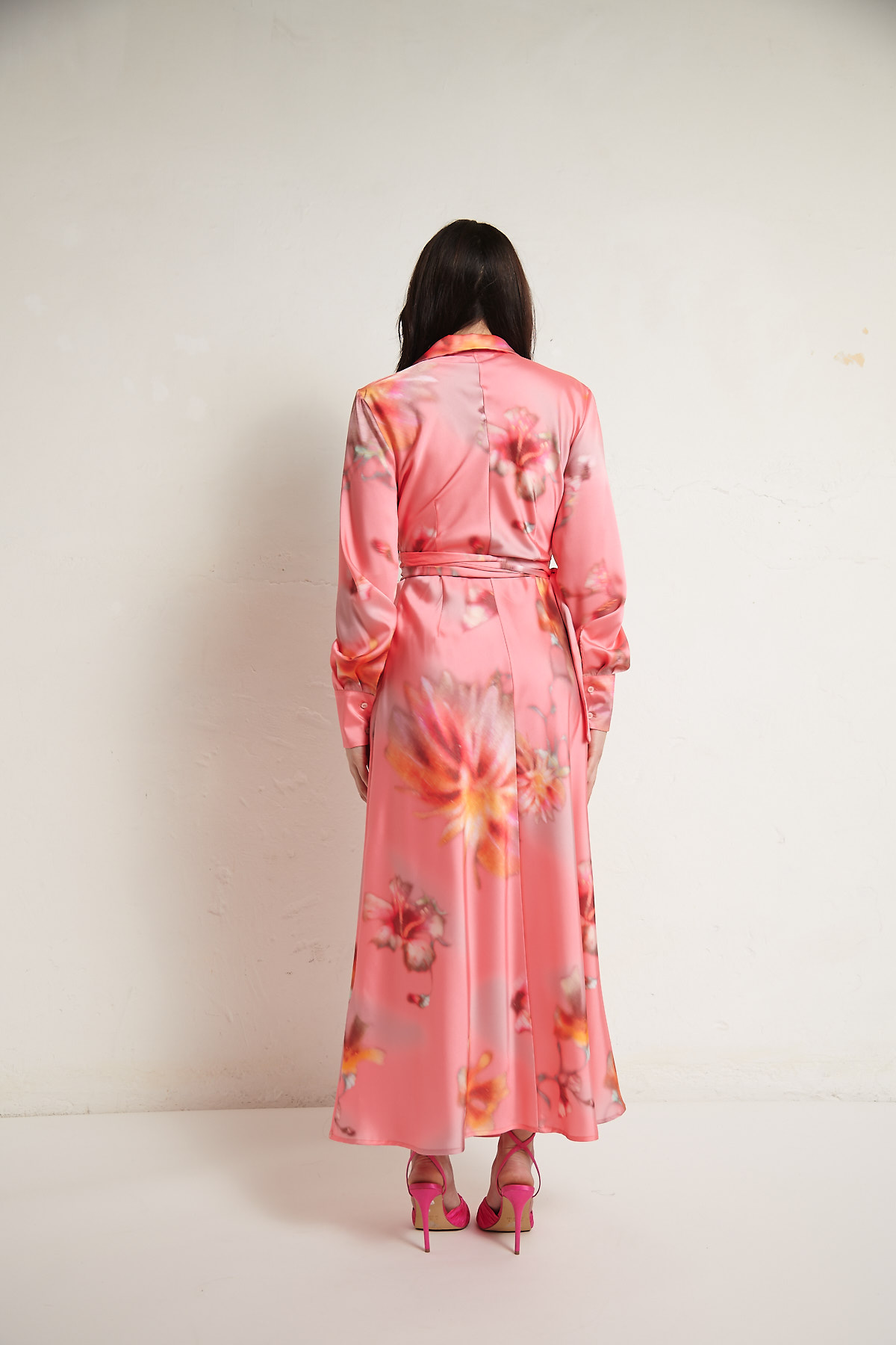 MSGM Abito a camicia con incrocio con stampa floreale