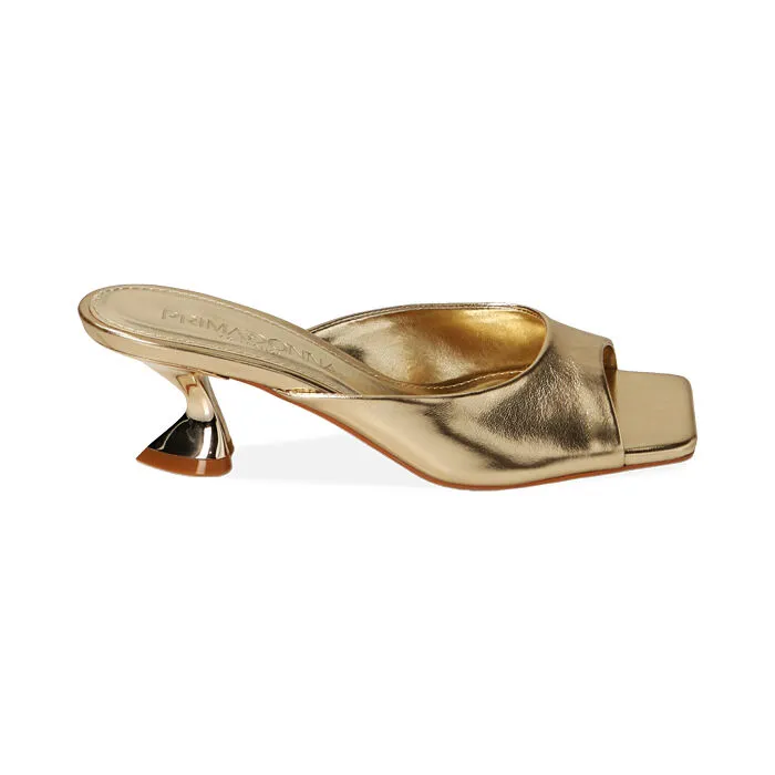 Mules oro, tacco 5,5 cm