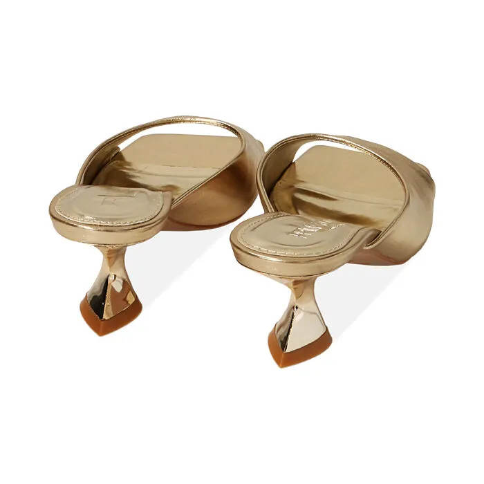 Mules oro, tacco 5,5 cm