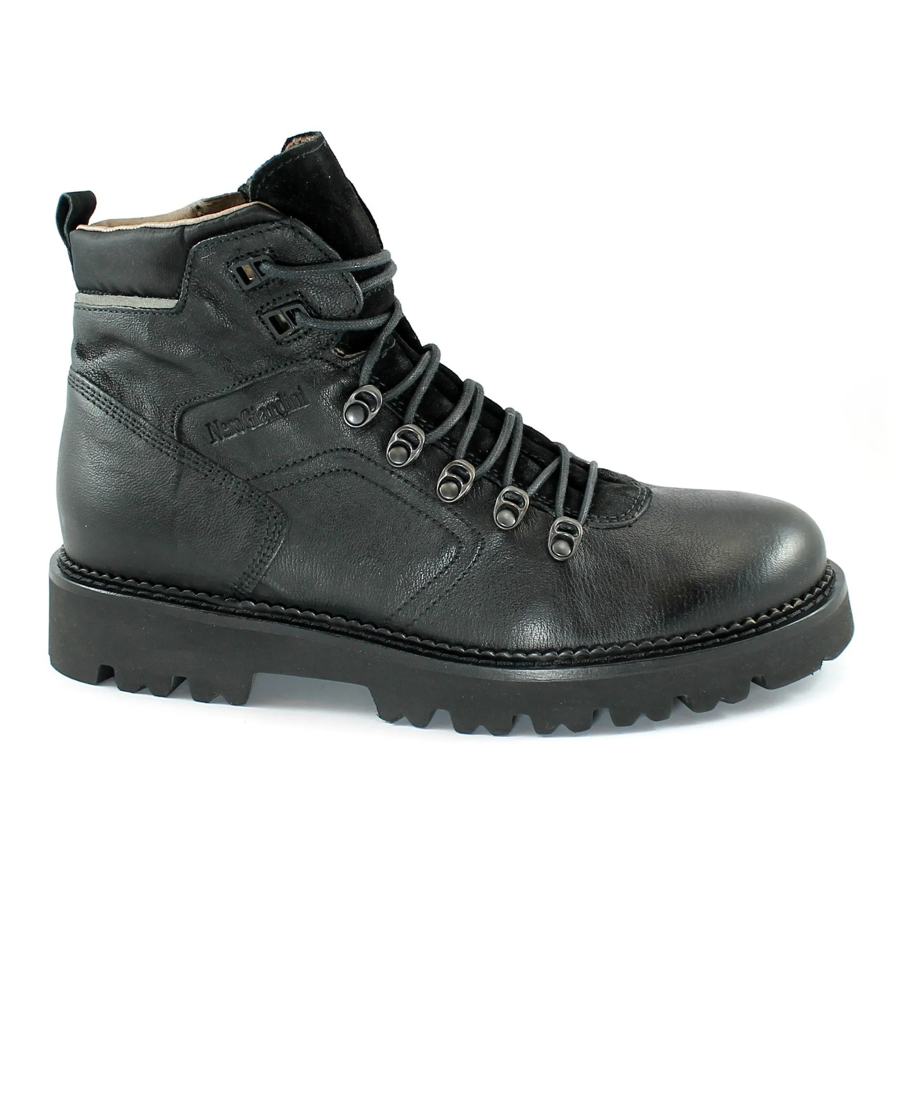 NERO GIARDINI 02240 nero scarpe uomo stivaletti anfibio pelle zip lacci