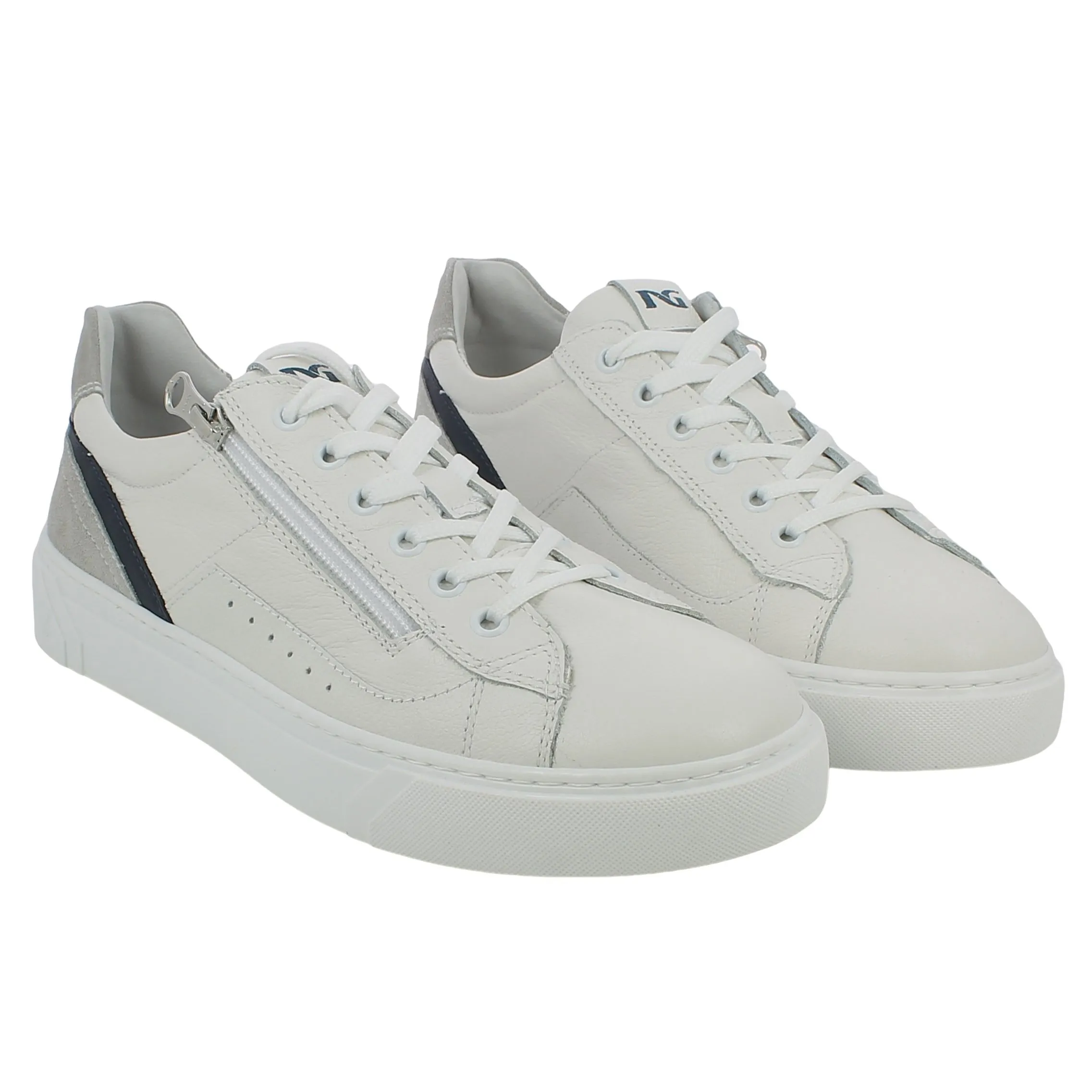 NeroGiardini  Sneaker in pelle bianca con zip 