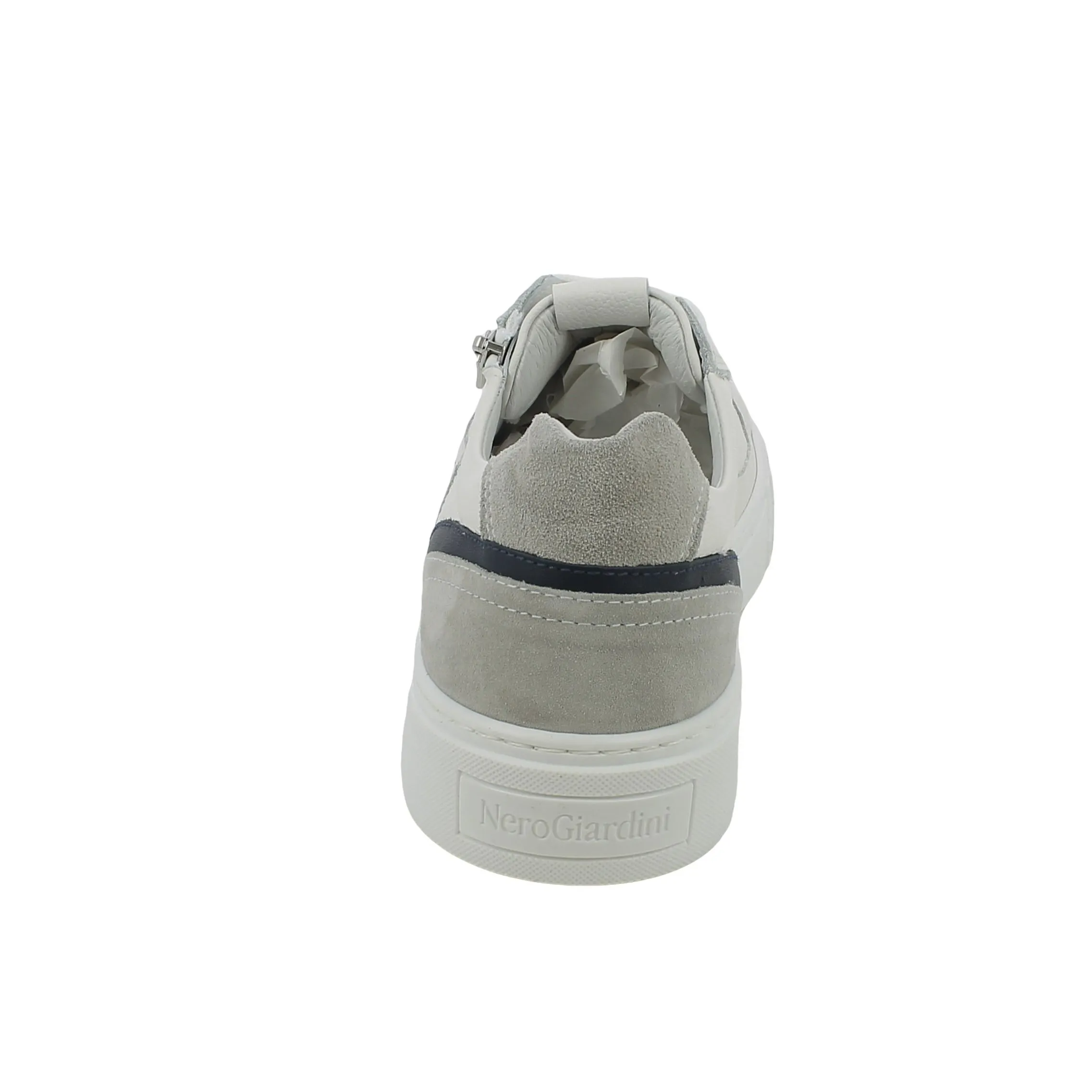 NeroGiardini  Sneaker in pelle bianca con zip 