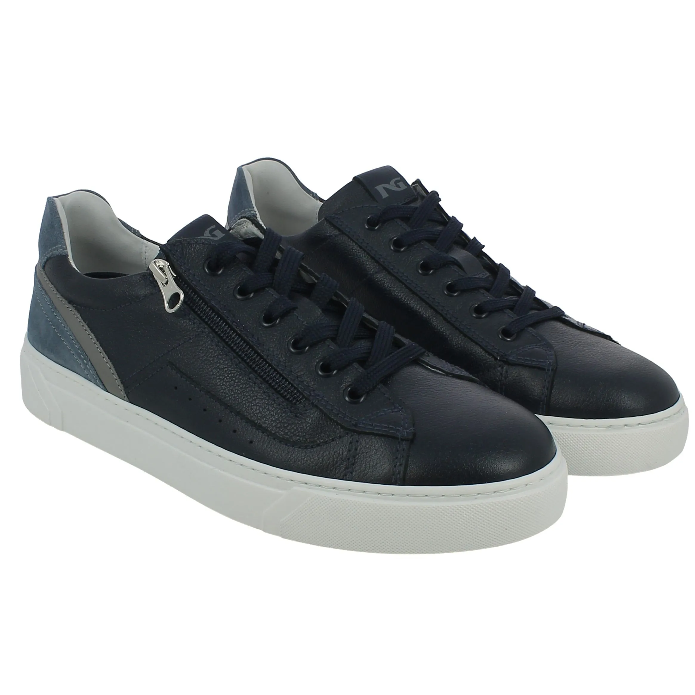 NeroGiardini  Sneaker in pelle blu con zip 