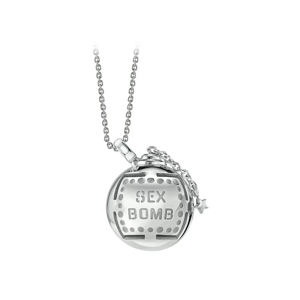 NESS1 - Sex Bomb Collana Oro Bianco 18kt e Diamante - Sex Bomb Collection - Collana Artigianale - Alta Qualità Luxury