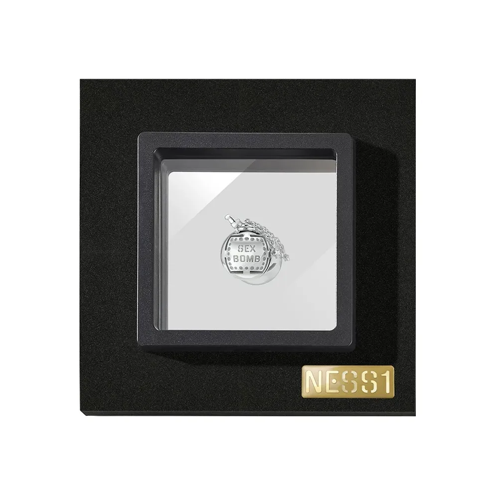 NESS1 - Sex Bomb Collana Oro Bianco 18kt e Diamante - Sex Bomb Collection - Collana Artigianale - Alta Qualità Luxury