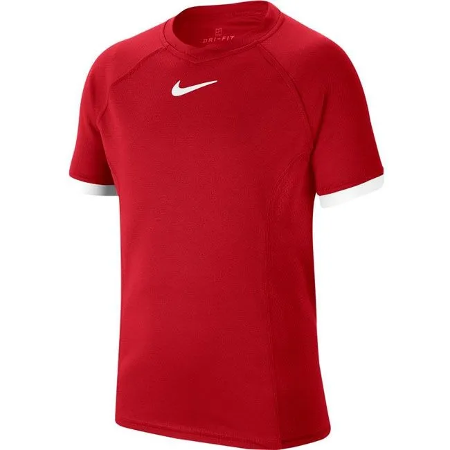 Nike T-Shirt Court Dri-FIT Crew Bambino Rosso Bianco