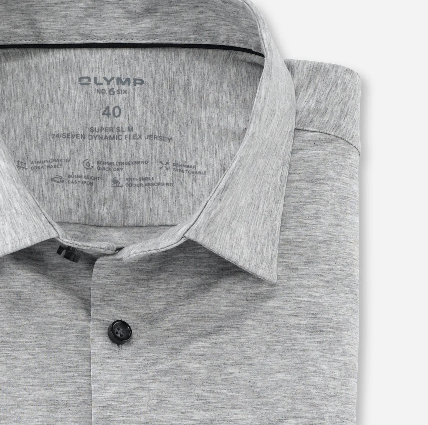 Olymp light grey shirt in super slim fit jersey